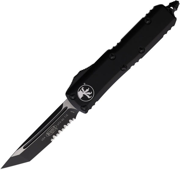 Microtech Auto UTX-85 OTF Black Aluminum Two Tone Partially Serrated T/E Bohler M390