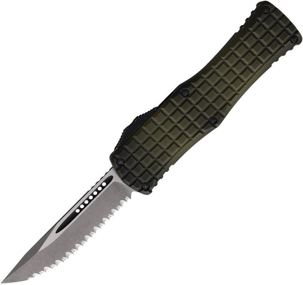Microtech Auto Hera S/E OTF Green Aluminum Frag Pattern Apocalyptic F/S Bohler M390
