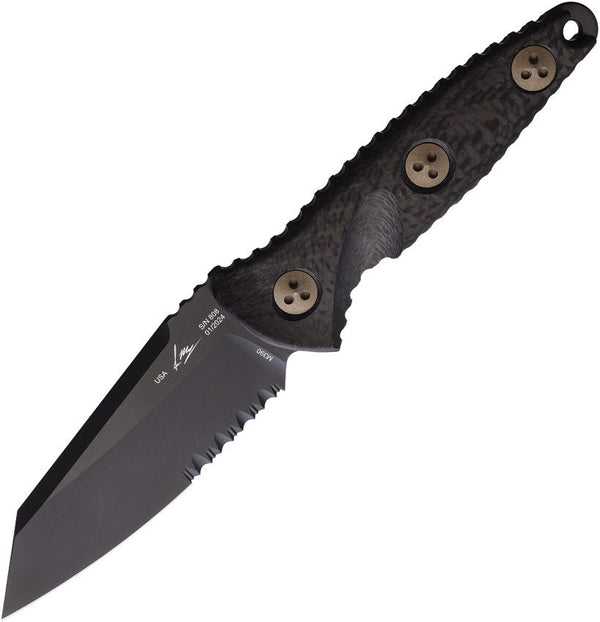 Microtech Socom Alpha Mini Warcom Blackout Carbon Fiber DLC Coated P/S Wharncliffe Bohler M390
