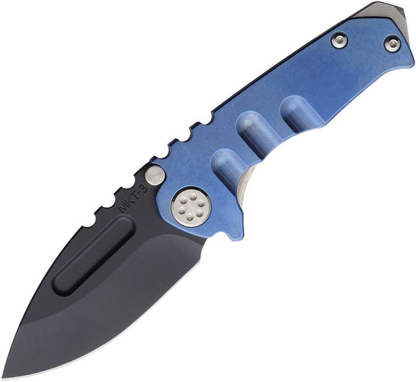 Medford Micro Praetorian Framelock Blue Tumbled Titanium Black DLC Coated CPM-3V