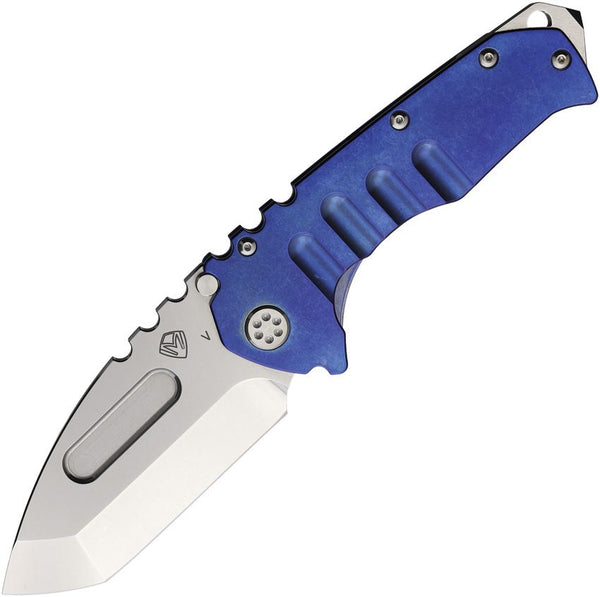 Medford Praetorian T Framelock Blue Titanium Tumbled Tanto CPM-20CV