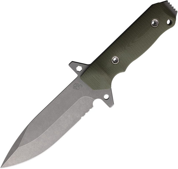 Medford AIO-2 Fixed Blade OD Green G10 Tumbled CPM-3V