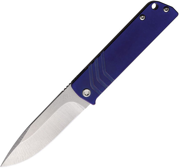 Medford The Antik Framelock Blue Anodized Titanium Tumbled Drop Point S45VN