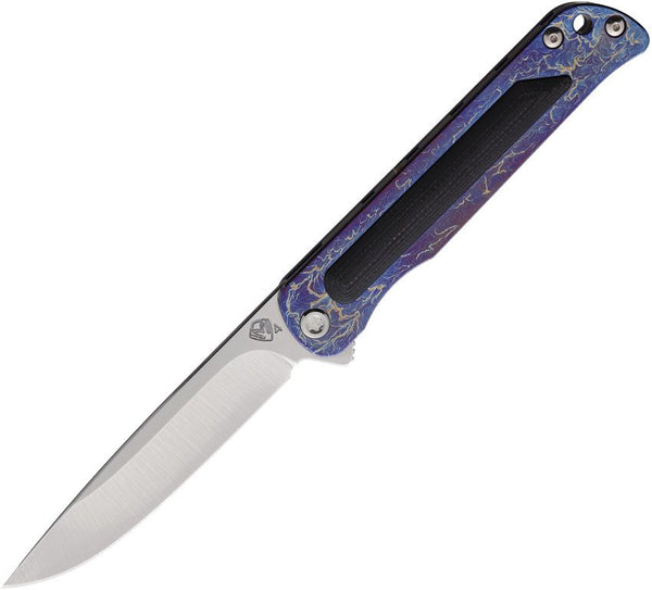 Medford The T-Bone Framelock Flame Anodized Titanium w Black G10 Onlay Tumbled S45VN