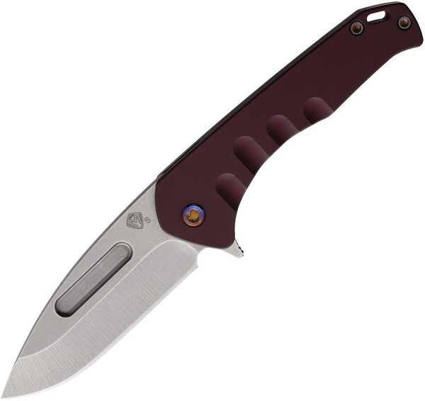 Medford Swift FL Flipper Framelock Burgundy Titanium w Tumbled Back Satin Drop Point S35VN