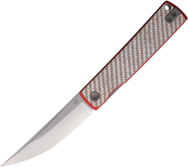 North Mountain Blade Kaiken Linerlock Red & Gray CF SLD-Magic SAN MAI