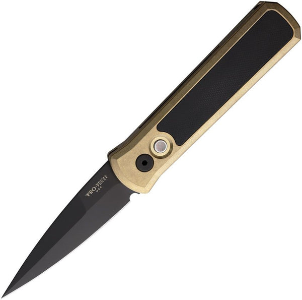 Pro Tech Auto Godson Button Lock Bronze Anodized Aluminum Black DLC Coated 154CM