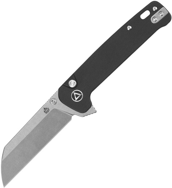 QSP Knife Penguin Button Lock Black G10 Stonewash 14C28N Sandvik