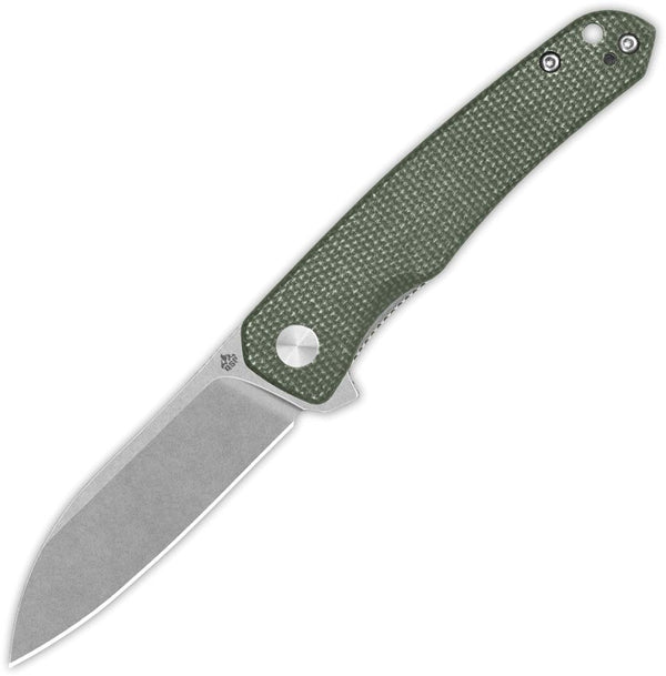 QSP Knife Otter Linerlock Green Micarta Stonewash 14C28N Sandvik