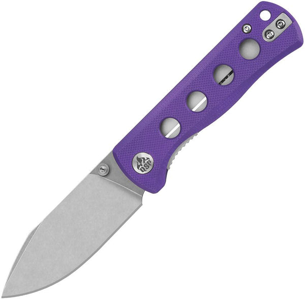 QSP Knife Canary Linerlock Purple G10 Stonewash 14C28N Sandvik