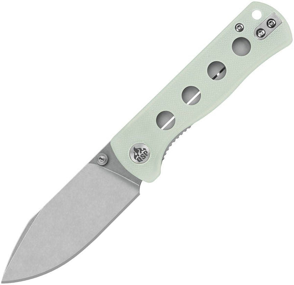 QSP Knife Canary Linerlock Jade G10 Stonewash 14C28N Sandvik