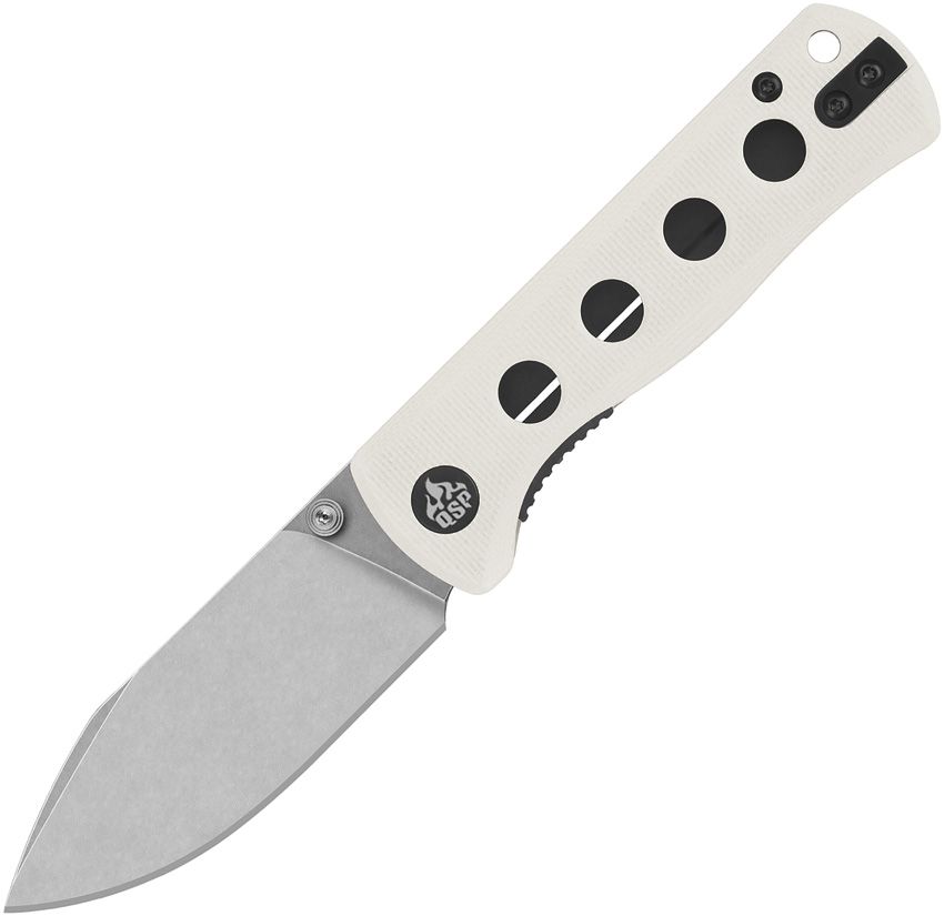QSP Knife Canary Linerlock White G10 Stonewash 14C28N Sandvik