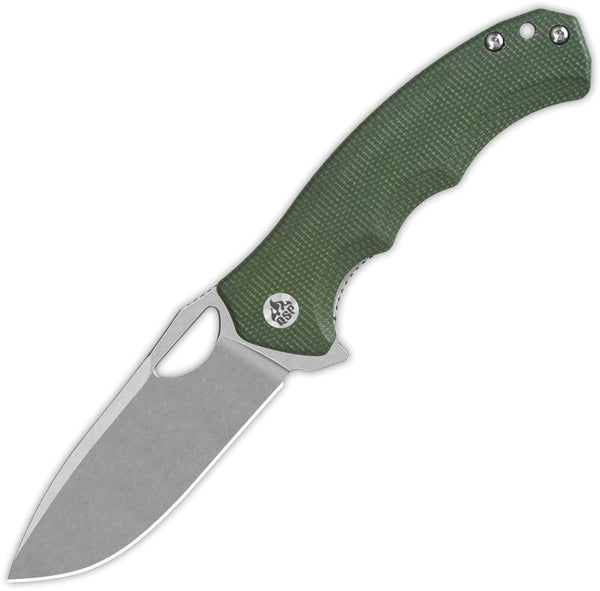 QSP Knife Gorilla Linerlock Green Micarta Stonewash 14C28N Sandvik