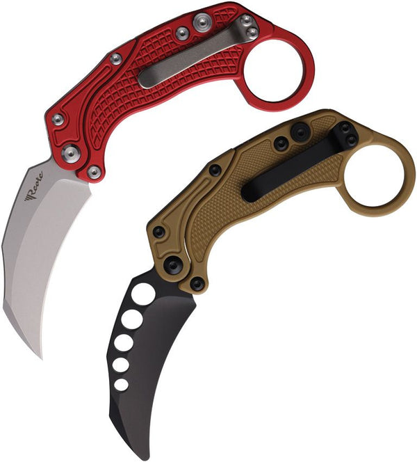 Reate Knives EXO-K Button Lock Red Aluminum Stonewash  Bohler N690