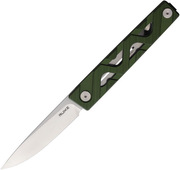 RUIKE P878 Linerlock Green Aluminum Satin 14C28N Sandvik