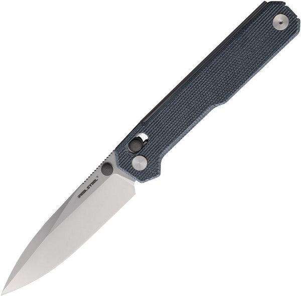 Real Steel Perix Crossbar Lock Blue Denim Micarta Stonewash Drop Point Nitro V