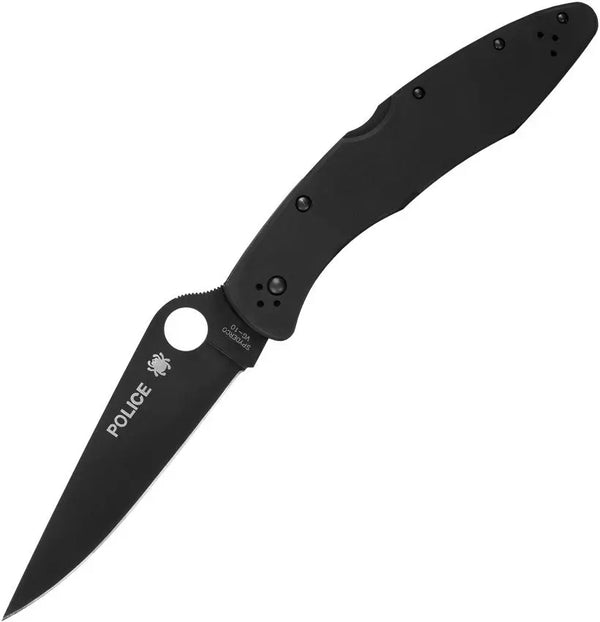 Spyderco Police Model Lockback Black Stainless TiNi Coated PlainEdge VG-10