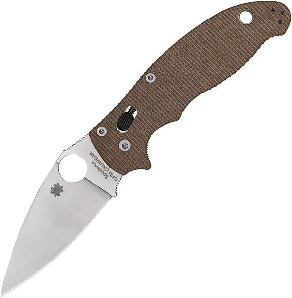 Spyderco Manix 2 Ball Bearing Brown Canvas Micarta Satin PlainEdge CPM CRU-WEAR