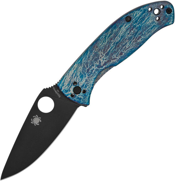 Spyderco Tenacious R.I.L. Disarray Blue Titanium Black Oxide Coated PlainEdge D2