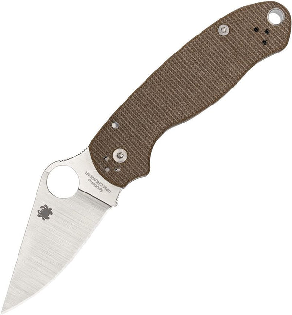 Spyderco Para 3 Compression Lock Brown Canvas Micarta Satin PlainEdge CPM CRU-WEAR