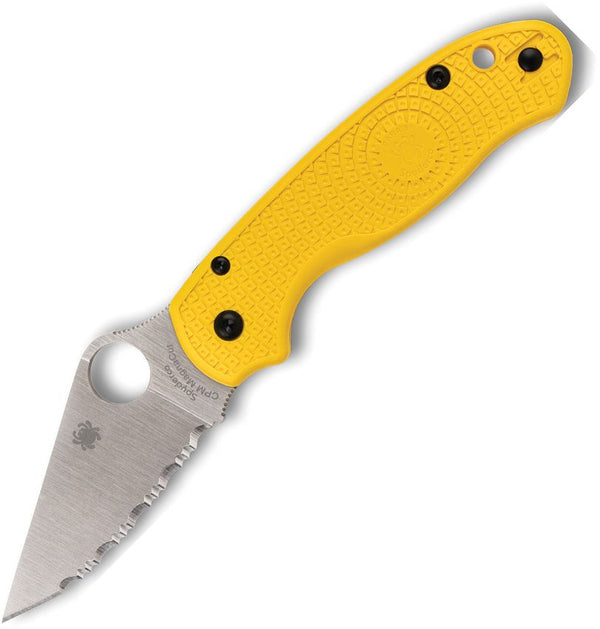 Spyderco Para 3 Salt Compres Lock Yellow Textured FRN Satin SpyderEdge MagnaCut