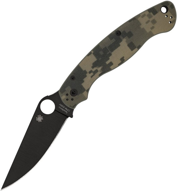 Spyderco Militaty 2 Compression Lock Camo G10 Black DLC PlainEdge CPM S30V