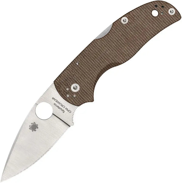 Spyderco Native 5 Lockback Brown Canvas Micarta Satin PlainEdge CPM Cru-Wear