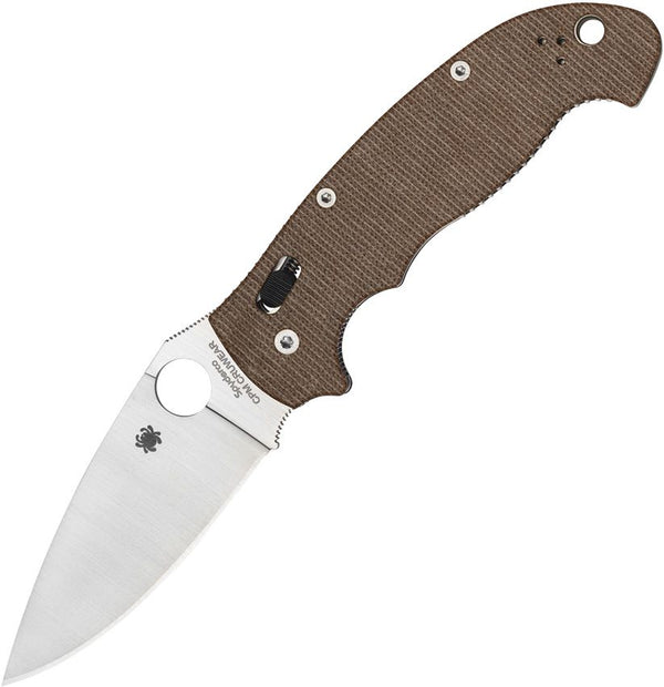 Spyderco Manix 2 XL Ball Bearing Brown Canvas Micarta Satin PlainEdge CPM CRU-WEAR