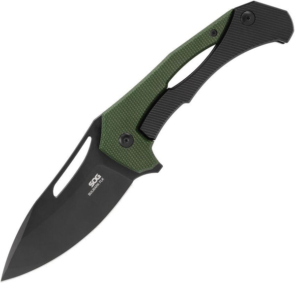 SOG Bulwark Frame Lock OD Green Micarta Black PVD Coating D2