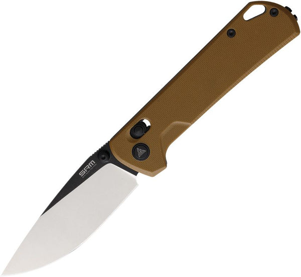 SRM Knives 168L Ambi Lock Flat Dark Earth G10 Two Tone D2