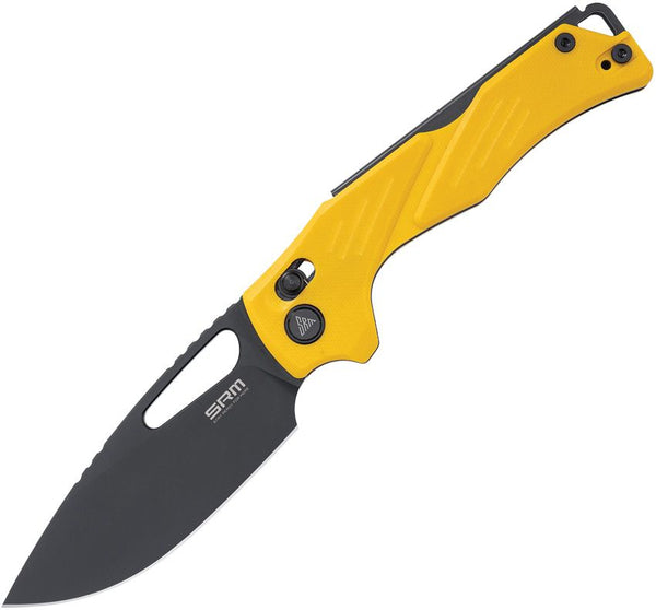 SRM Knives Mirage 239X Ambi Lock Yellow G10 Black Stonewash 14C28N Sandvik