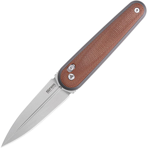SRM Knives Twin 251MB Ambi-Lock Brown Canvas Micarta Bead Blast Bohler N680