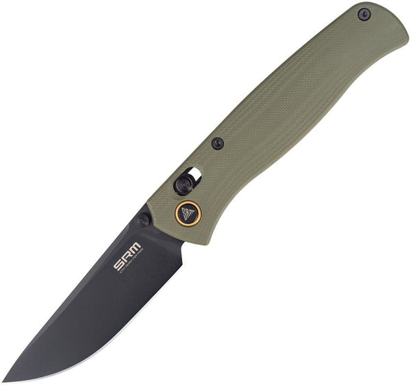 SRM Knives Medal Ambi Lock OD Green G10 Black PVD Coated 10Cr15CoMoV