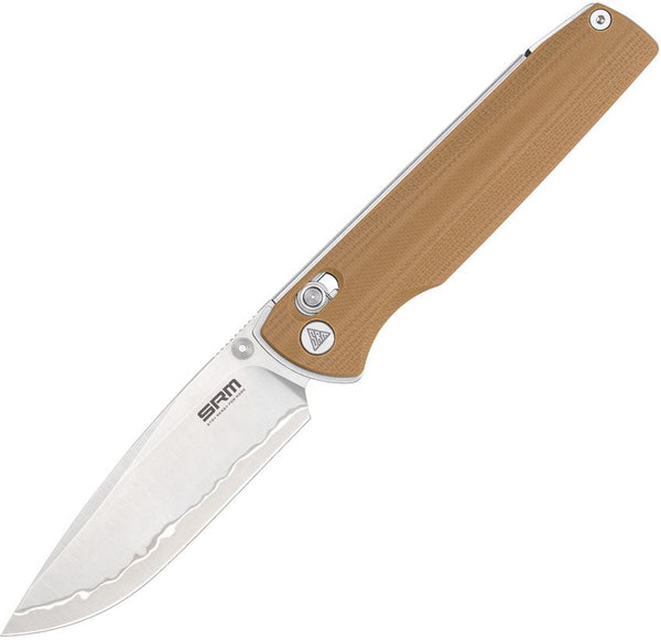SRM Knives Terrier Ambi Lock Tan G10 Laminated 140Cr14MoV3Nb