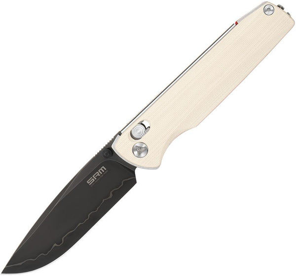 SRM Knives Terrier Ambi Lock White G10 Laminated black 140Cr14MoV3Nb