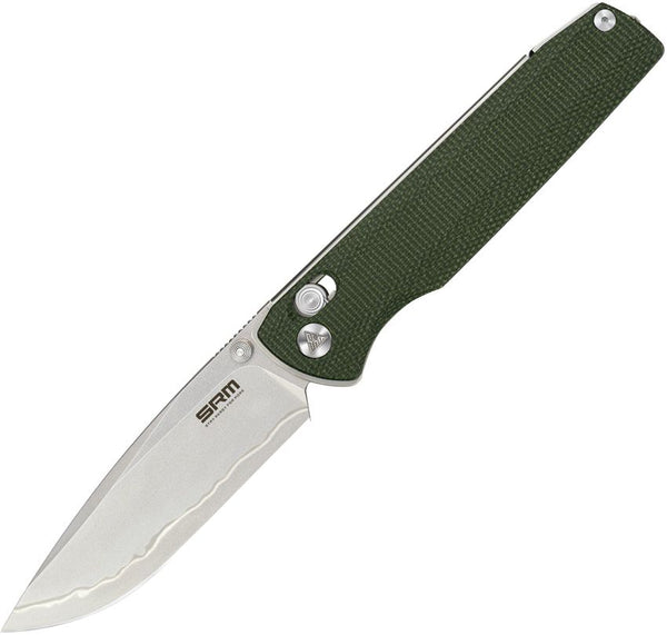 SRM Knives Terrier Ambi Lock OD Green G10 Laminated 140Cr14MoV3Nb