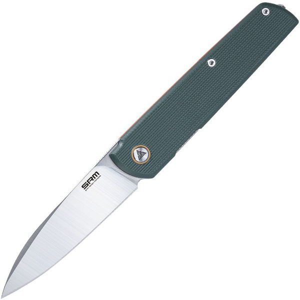 SRM Knives Qrick Linerlock Green/Orange Satin 14C28N Sandvik