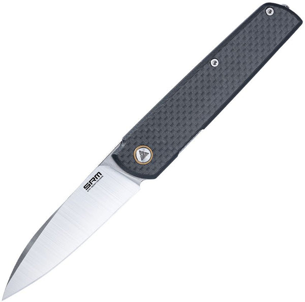 SRM Knives Qrick Linerlock Black G10/CF Brushed 14C28N Sandvik