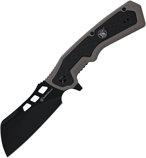 Smith & Wesson Extraction & Evasion Linerlock Gray & Black Rubberized Aluminum Cleaver Blade