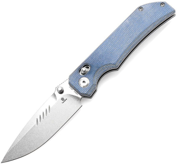 Tenable Knives Eaglestrike Crossbar Lock Blue Canvas Micarta Stonewash Nitro V