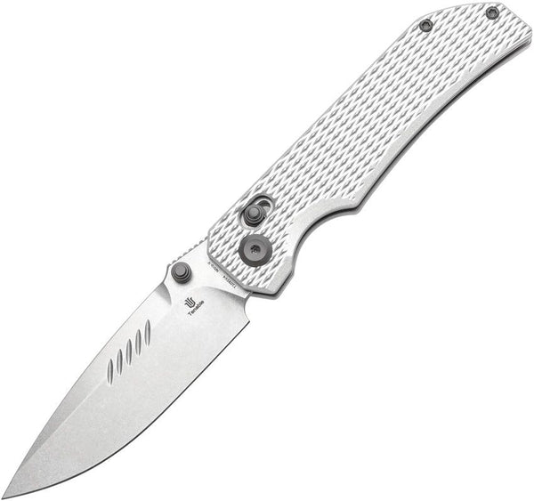Tenable Knives Eaglestrike Crossbar Lock Silver Checkered Aluminum Stonewash Nitro V