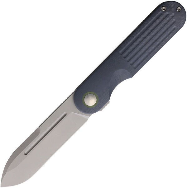 Terrain 365 Narwhal Framelock Marine Gray G10 w Titanium Back Spear Point Terravantium Dendritic Cobalt Blade