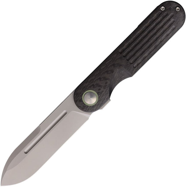 Terrain 365 Narwhal Framelock Carbon Fiber w Titanium Back Spear Point Terravantium Dendritic Cobalt Blade