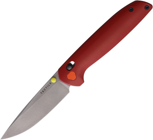 Tactile Knife Company Maverick Crossbar Lock Red Sculpted Titanium Stonewash MagnaCut