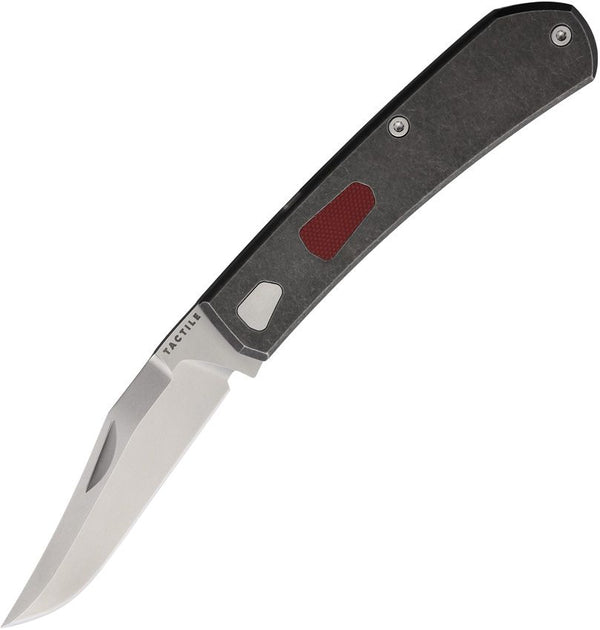 Tactile Knife Company Ranger Slip Joint Black Stonewash Titanium w Red G10 Inlay Satin Magnacut