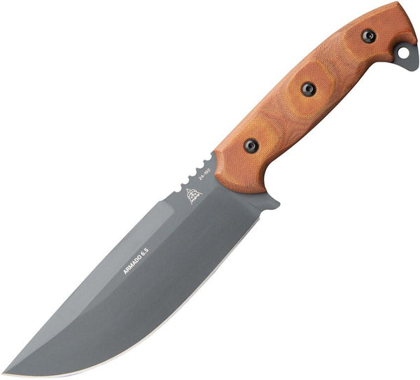 TOPS Knives Armado 6.5 Tan Canvas Micarta Sniper Gray 1095HC