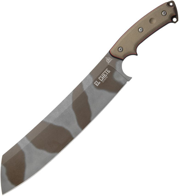 TOPS Knives El Chete Tan Canvas Micarta Bronze Camo Midnight 1095HC