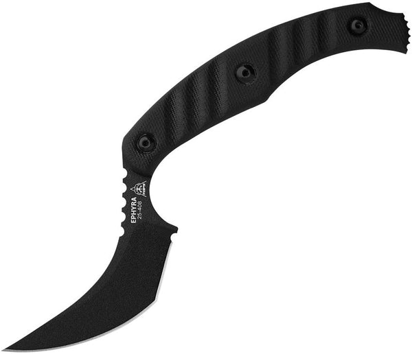 TOPS Knives Ephyra Fixed Blade Black Sculpted G10 Powder Coated 1095HC