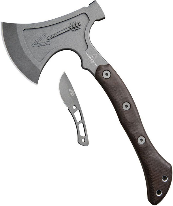 TOPS Knives Hammer Hawk Axe with Backup Green Micarta Gray Tungsten Cerakote 1075HC