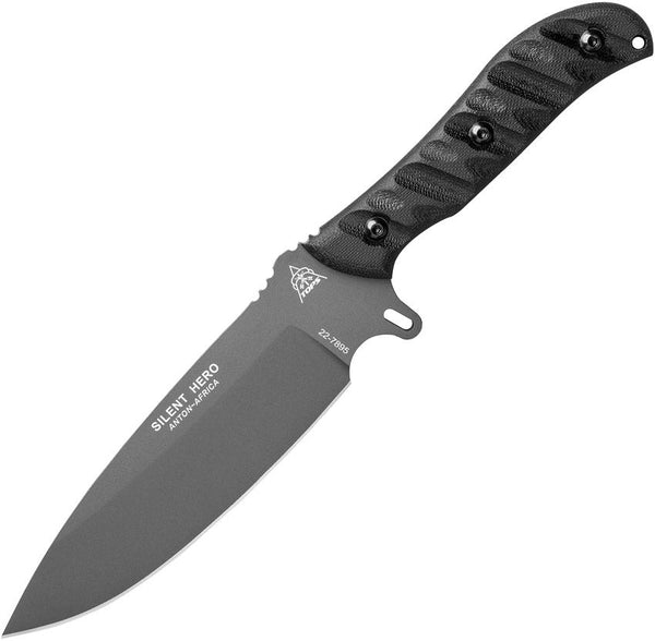 TOPS Knives Silent Hero Rocky Mountain Black Canvas Micarta Sniper Gray 1095HC